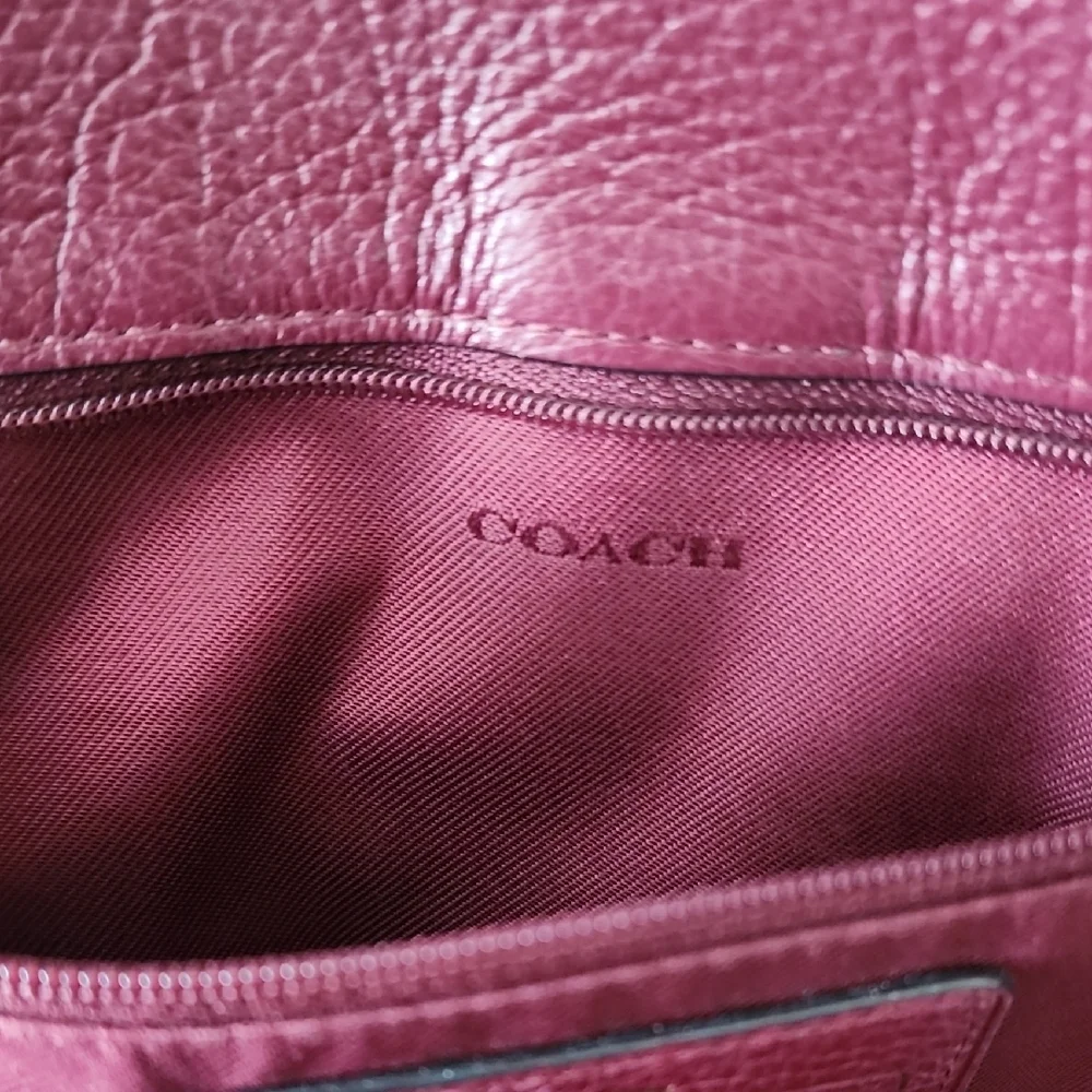 Coach Plum Pebbled Leather Satchel Crossbody Bag EUC